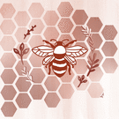 Abeille stylis&eacute;e sur fond de miel hexagonal